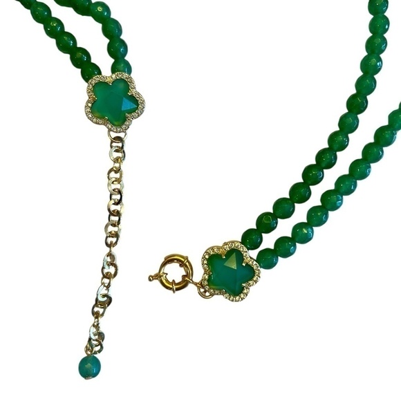 Cubic Zirconia & Agate Beaded Choker Necklace - NWT - Picture 3 of 11